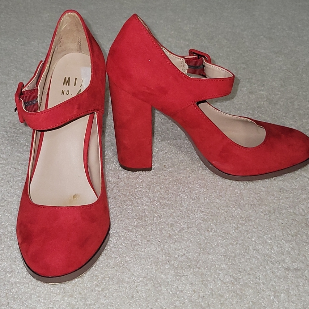 Chunky suede heels